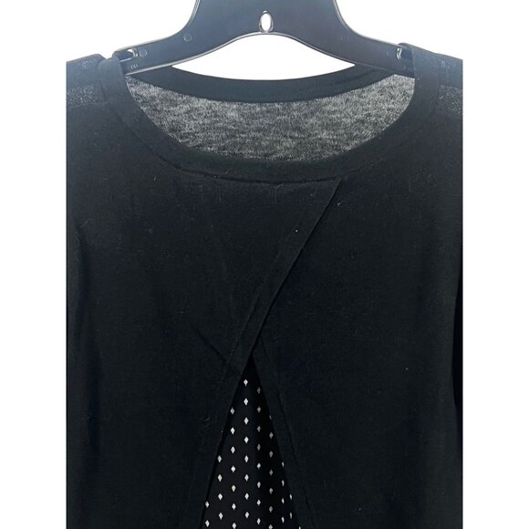 Ann Taylor Loft Black Sweater Top Polka Dot Underlay Petite XSP Whimsygoth - Picture 5 of 9
